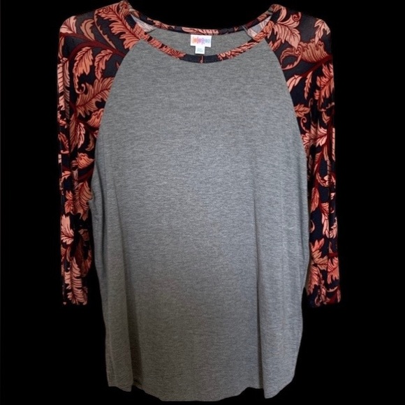 LuLaRoe Pullover Leaf Pattern Long Sleeve Top Comfy Curvy Plus Size 2X Leaves - Picture 2 of 7